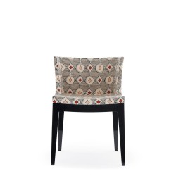 Chaise MADEMOISELLE noir, tissu Rubelli crème, vue de face