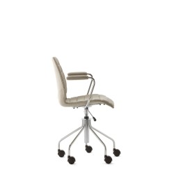 Chaise de bureau Kartell MAUI SOFT, tissu Noma Beige, vue de profil