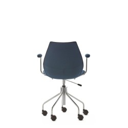 Chaise de bureau Kartell MAUI SOFT, tissu Noma Bleu, vue de dos