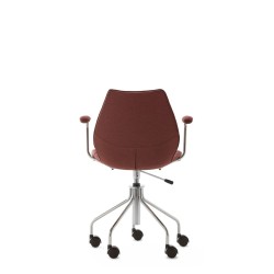 Chaise de bureau Kartell MAUI SOFT, tissu Noma Rouge brique, vue de dos