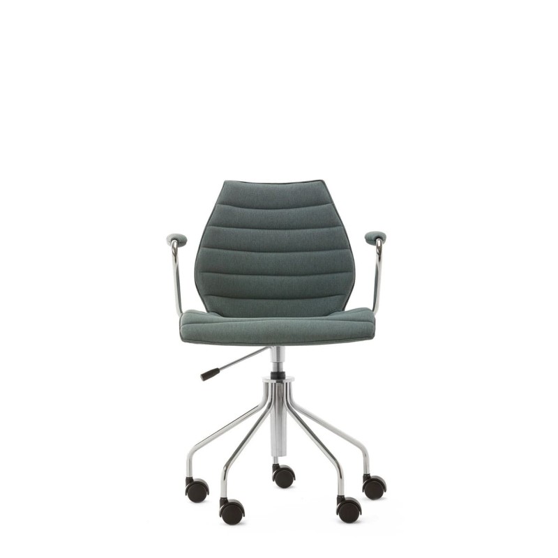 Chaise de bureau Kartell MAUI SOFT, tissu Noma Vert, vue de face