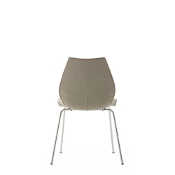 Chaise Kartell MAUI SOFT, tissu Noma Beige, structure chromée, vue de dos