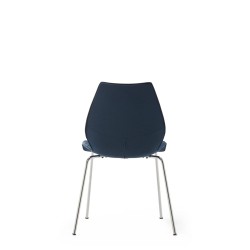 Chaise Kartell MAUI SOFT, tissu Noma Bleu, structure chromée, vue de dos