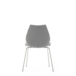 Chaise Kartell MAUI SOFT, tissu Noma gris, structure chromée, vue de dos