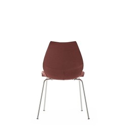 Chaise Kartell MAUI SOFT, tissu Noma Rouge brique, structure chromée, vue de dos