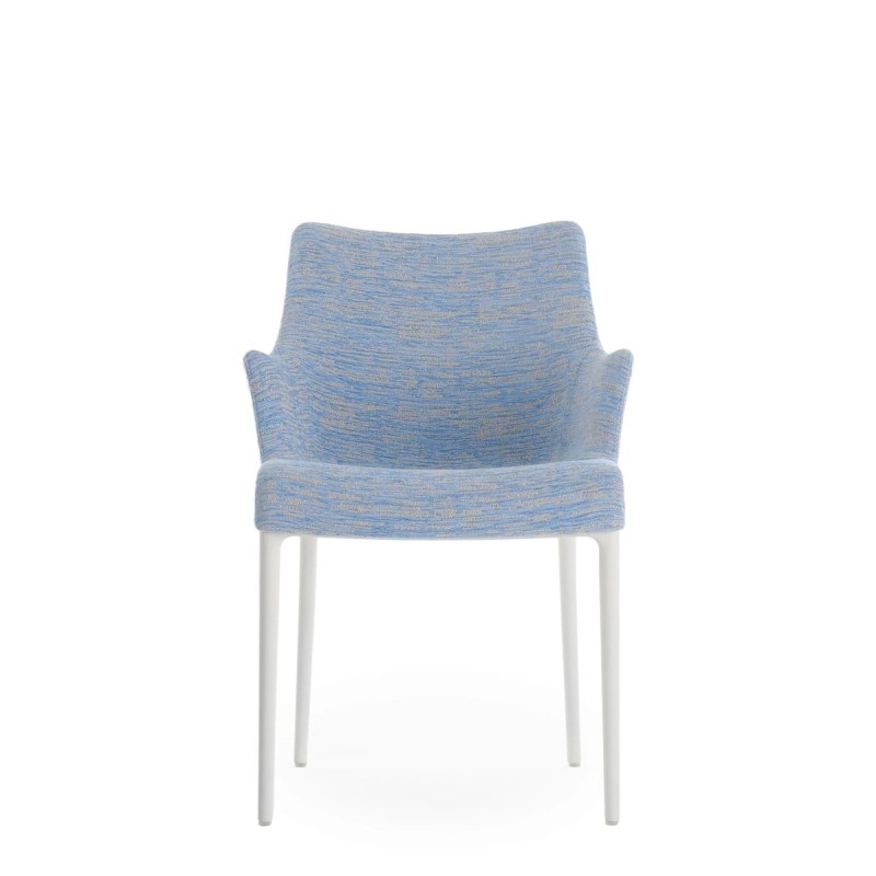 Chaise Kartell ELEGANZA NIA bleue/structure blanche vue de face Chaise Kartell ELEGANZA NIA bleue/structure blanche vue de face
