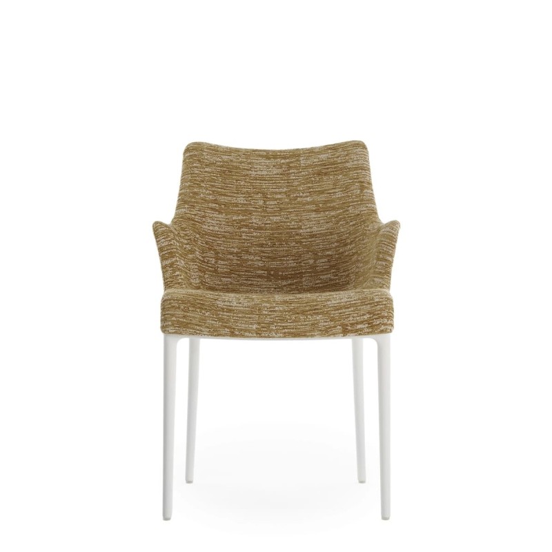 Chaise Kartell ELEGANZA NIA moutarde/structure blanche vue de face Chaise Kartell ELEGANZA NIA moutarde/structure blanche vue de face
