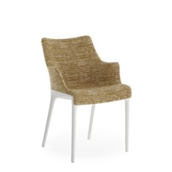 Chaise Kartell ELEGANZA NIA moutarde/structure blanche vue de 3/4