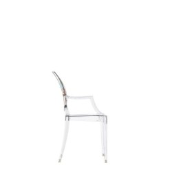 Chaise Kartell LOU LOU GHOST spécial édition cristal/motif dessin vue de profil