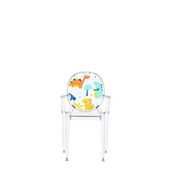 Chaise Kartell LOU LOU GHOST spécial édition cristal/motif dinosaure vue de dos