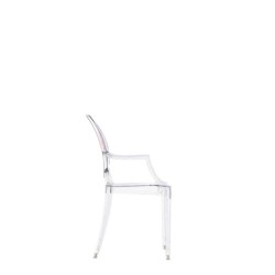 Chaise Kartell LOU LOU GHOST spécial édition cristal/motif coeur vue de profil