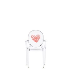 Chaise Kartell LOU LOU GHOST spécial édition cristal/motif coeur vue de dos