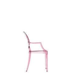 Chaise Kartell LOU LOU GHOST spécial édition rose/motif princesse vue de profil