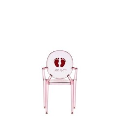 Chaise Kartell LOU LOU GHOST spécial édition  rose/motif c'est une fille vue de dos