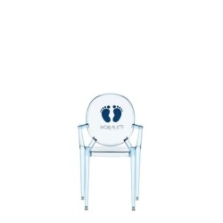 Chaise Kartell LOU LOU GHOST spécial édition bleue/motif c'est un garçon vue de dos