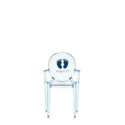 Chaise Kartell LOU LOU GHOST spécial édition bleue/motif c'est un garçon vue de dos