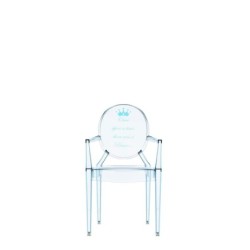 Chaise Kartell LOU LOU GHOST spécial édition bleue/motif prince vue de face