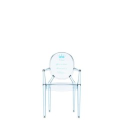 Chaise Kartell LOU LOU GHOST spécial édition bleue/motif prince vue de face