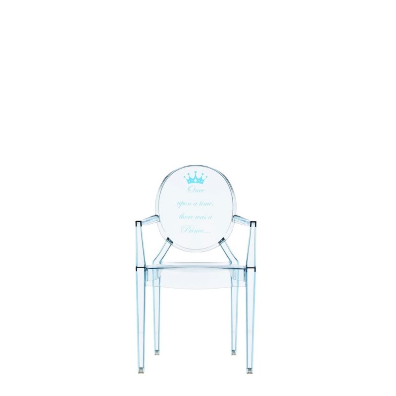 Chaise Kartell LOU LOU GHOST spécial édition bleue/motif prince vue de face