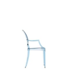 Chaise Kartell LOU LOU GHOST spécial édition bleue/motif prince vue de profil