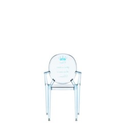 Chaise Kartell LOU LOU GHOST spécial édition bleue/motif prince vue de dos