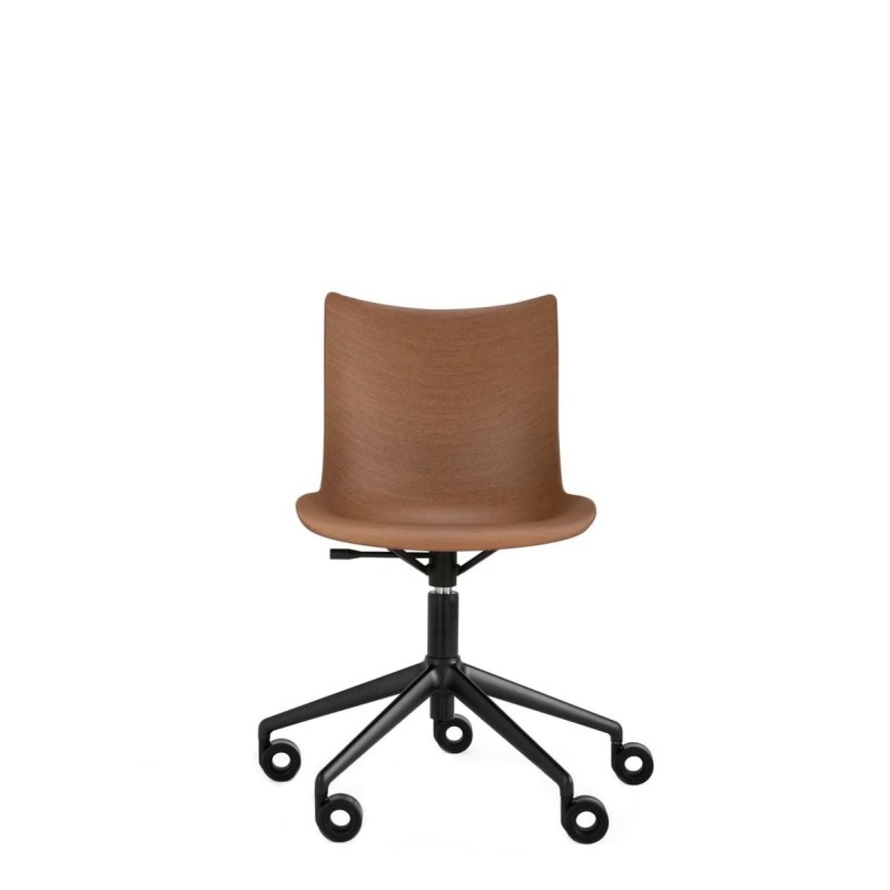 Chaise de bureau Kartell P WOOD bois foncé/noir vue de face Chaise de bureau Kartell P WOOD bois foncé/noir vue de face