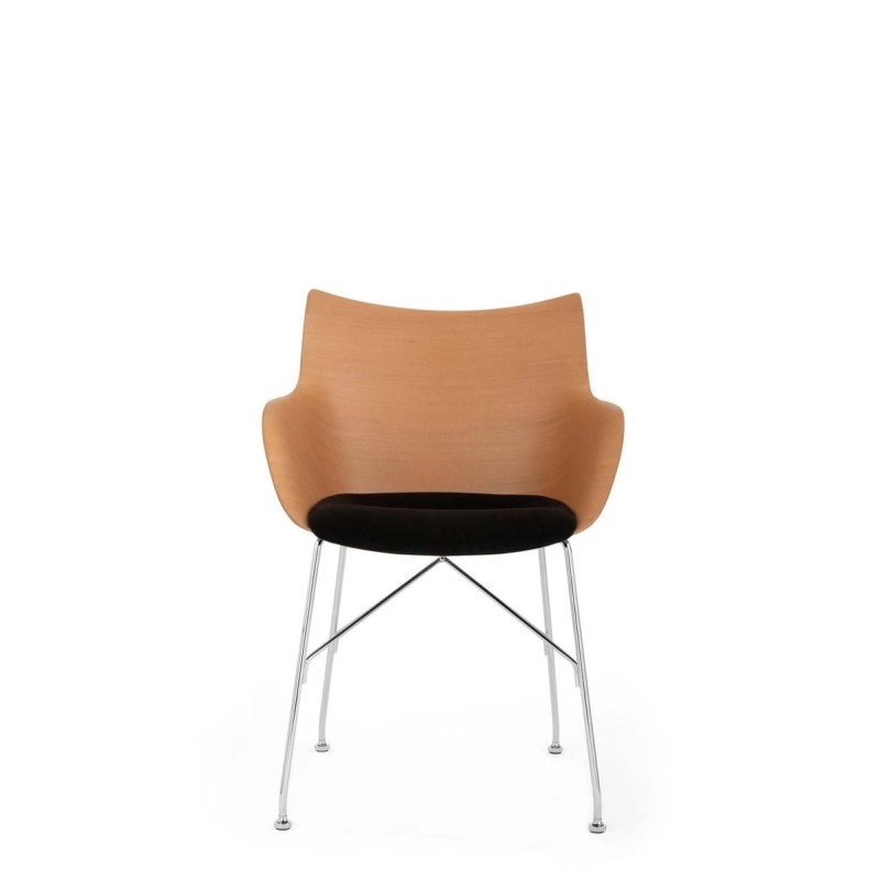 Chaise Kartell Q WOOD SOFT bois clair/noir vue de face Chaise Kartell Q WOOD SOFT bois clair/noir vue de face