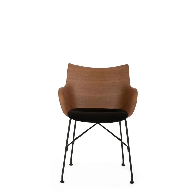 Chaise Kartell Q WOOD SOFT bois foncé/noir vue de face Chaise Kartell Q WOOD SOFT bois foncé/noir vue de face