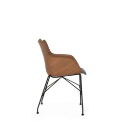  Chaise Kartell Q WOOD SOFT bois foncé/bleue poudrée vue de profil