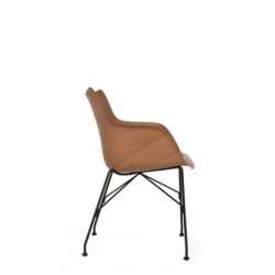  Chaise Kartell Q WOOD SOFT bois foncé/écru vue de profil