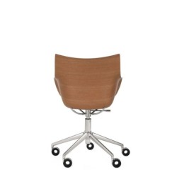  Chaise de bureau Kartell Q WOOD bois foncé/assise noire/structure chromée vue de dos