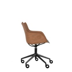  Chaise de bureau Kartell Q WOOD bois foncé/assise noire/structure noire vue de profil