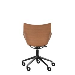  Chaise de bureau Kartell Q WOOD bois foncé/assise noire/structure noire vue de dos