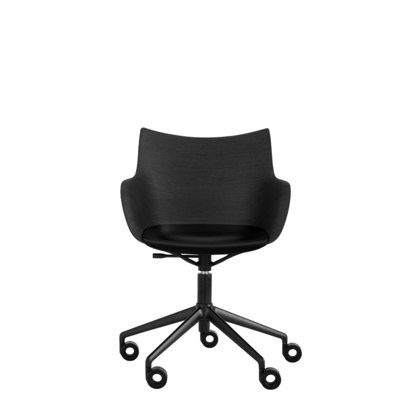 Chaise de bureau Kartell Q WOOD bois noir vue de face Chaise de bureau Kartell Q WOOD bois noir vue de face