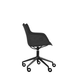  Chaise de bureau Kartell Q WOOD SOFT bois noir/assise noire/structure noire vue de profil