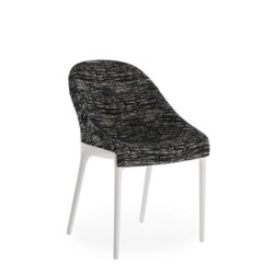 Chaise Kartell ELEGANZA ELA noire/structure blanche vue de 3/4