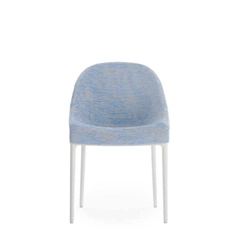 Chaise Kartell ELEGANZA ELA bleue/structure blanche vue de face Chaise Kartell ELEGANZA ELA bleue/structure blanche vue de face