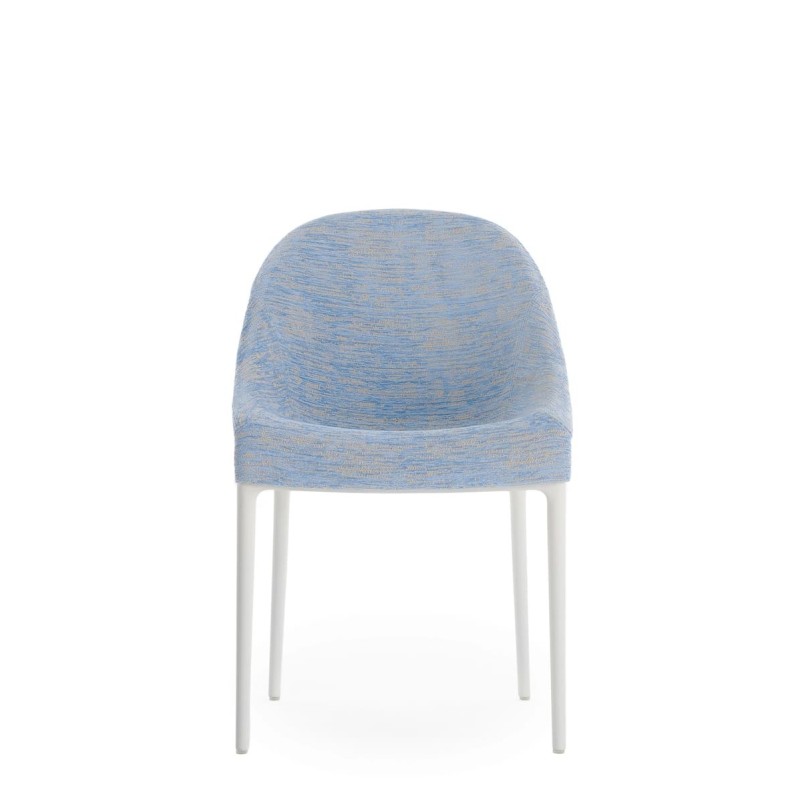 Chaise Kartell ELEGANZA ELA bleue/structure blanche vue de face