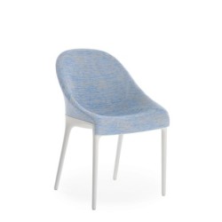 Chaise Kartell ELEGANZA ELA bleue/structure blanche vue de 3/4