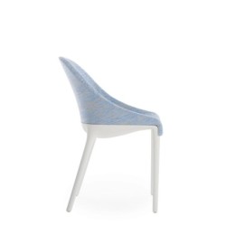 Chaise Kartell ELEGANZA ELA bleue/structure blanche vue de profil