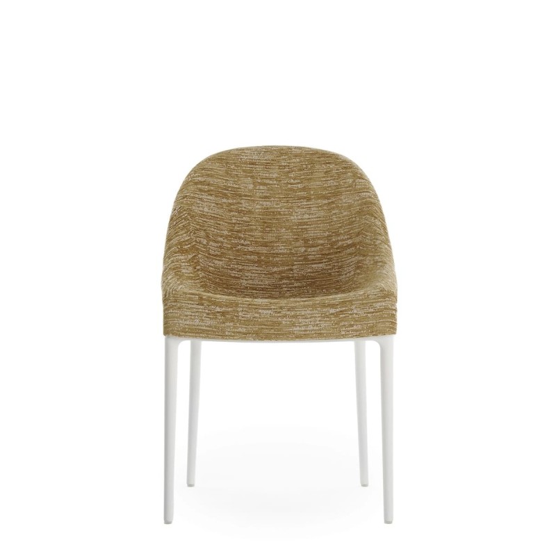 Chaise Kartell ELEGANZA ELA moutarde/structure blanche vue de face Chaise Kartell ELEGANZA ELA moutarde/structure blanche vue de face