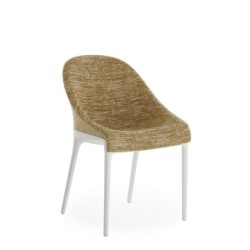 Chaise Kartell ELEGANZA ELA moutarde/structure blanche vue de 3/4