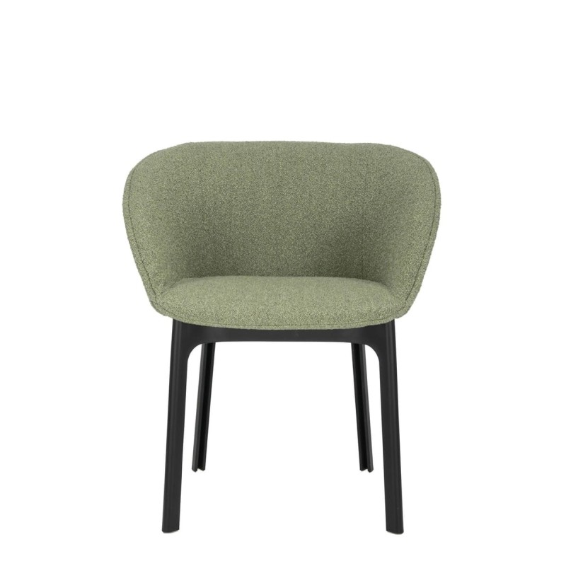 Chaise Kartell CHARLA tissu orsetto vert vue de face Chaise Kartell CHARLA tissu orsetto vert vue de face