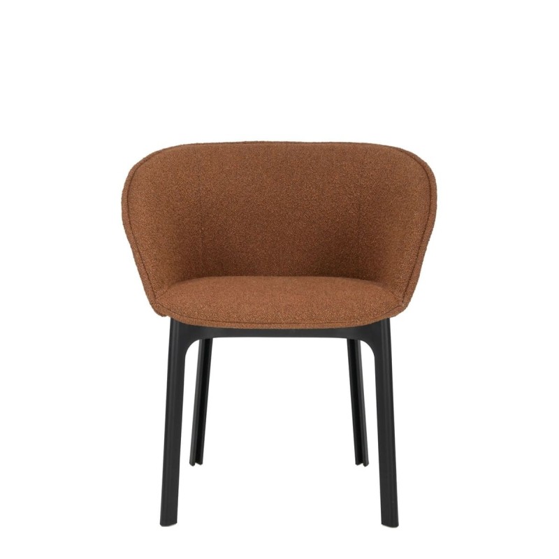 Chaise Kartell CHARLA tissu orsetto rouge orangé vue de face Chaise Kartell CHARLA tissu orsetto rouge orangé vue de face