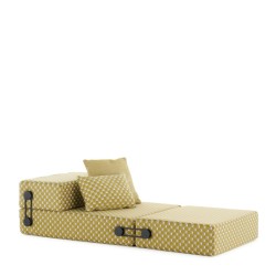 chauffeuse TRIX OUTDOOR LIBERTY, tissu Obi Check, couleur jaune, vue 3/4