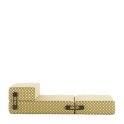 chauffeuse TRIX OUTDOOR LIBERTY, tissu Obi Check, couleur jaune, position ouverte