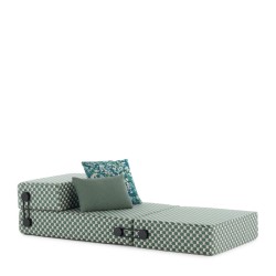 chauffeuse TRIX OUTDOOR LIBERTY, tissu Obi Check, couleur sauge, vue 3/4