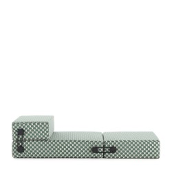 chauffeuse TRIX OUTDOOR LIBERTY, tissu Obi Check, couleur sauge, position ouverte