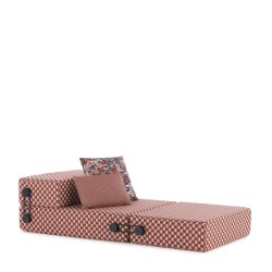 chauffeuse TRIX OUTDOOR LIBERTY, tissu Obi Check, couleur rouille, vue 3/4