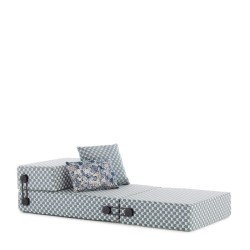 chauffeuse TRIX OUTDOOR LIBERTY, tissu Obi Check, couleur bleu, vue 3/4
